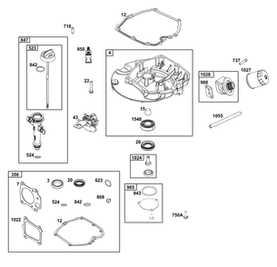 Crankcase Cover/Sump And Lubrication Group Diagram and Parts List for 125P4B-0032-H5 100000 - 19Z999 Briggs and Stratton Engine